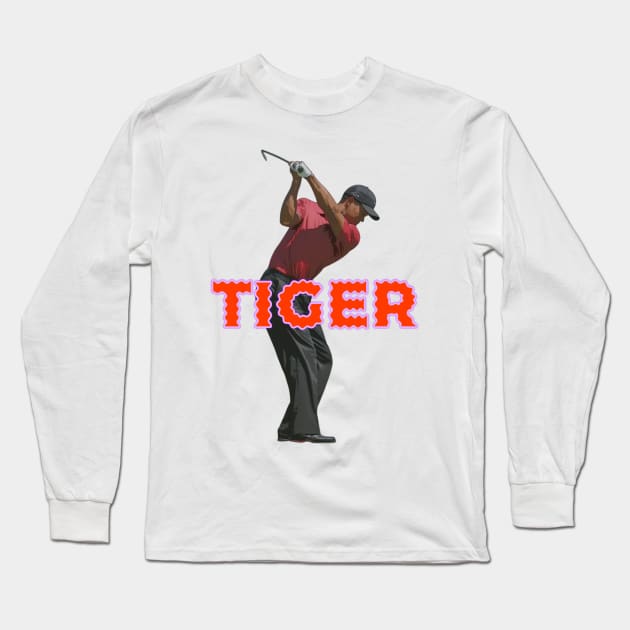 Tiger Woods backswing Long Sleeve T-Shirt by YungBick